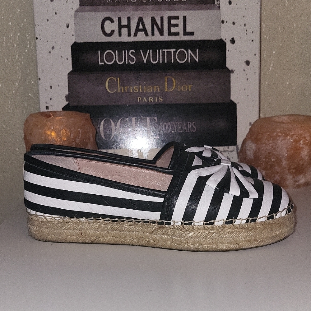 Kate Spade Black and White Striped Espadrilles - Picture 4 of 9